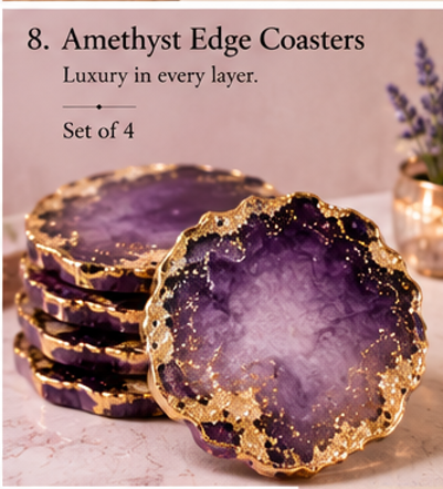 Amethyst Edge Resin Coasters