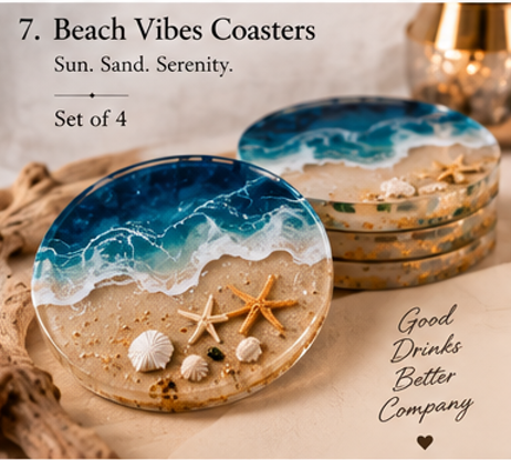 Beach Vibes Resin Coasters