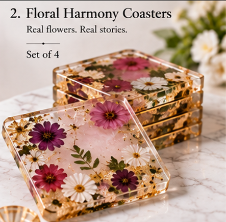 Floral Harmony Resin Coasters