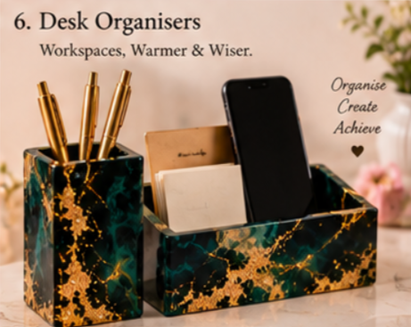 Handcrafted Resin Desk Organiser