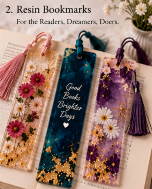 Premium Floral Resin Bookmarks
