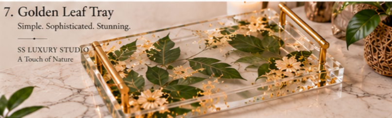 Golden Leaf Resin Tray