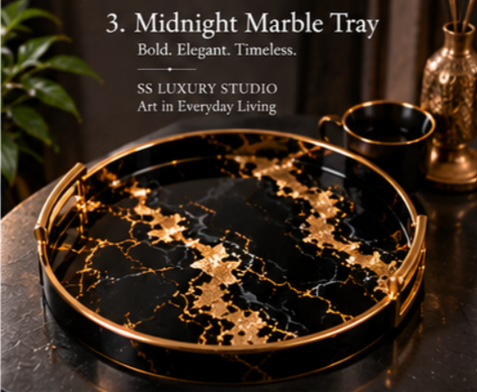 Midnight Marble Resin Tray