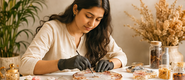 Handcrafting resin decor at SS Luxury Studio