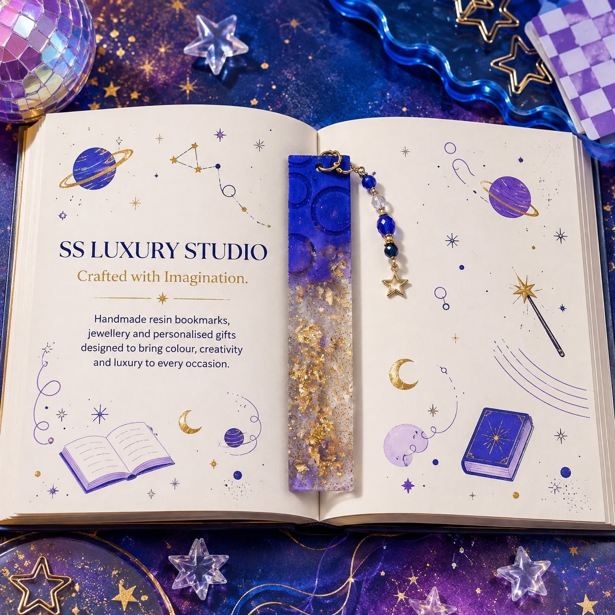 Celestial Night Resin Bookmark
