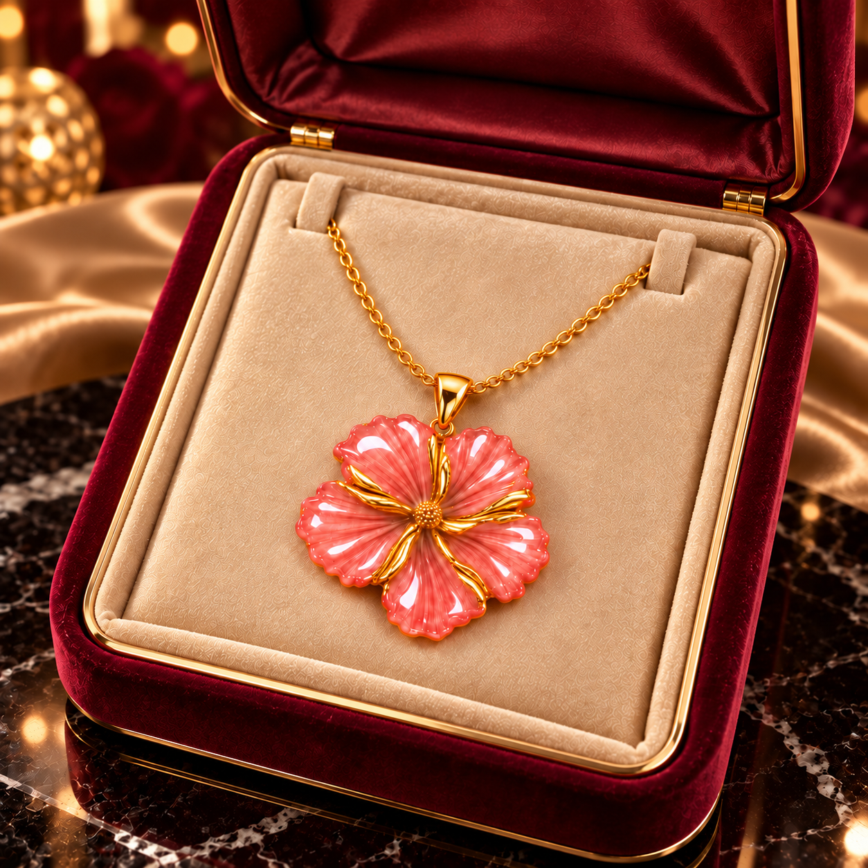 Gulabi Bloom – Pink Floral Statement Pendant Necklace