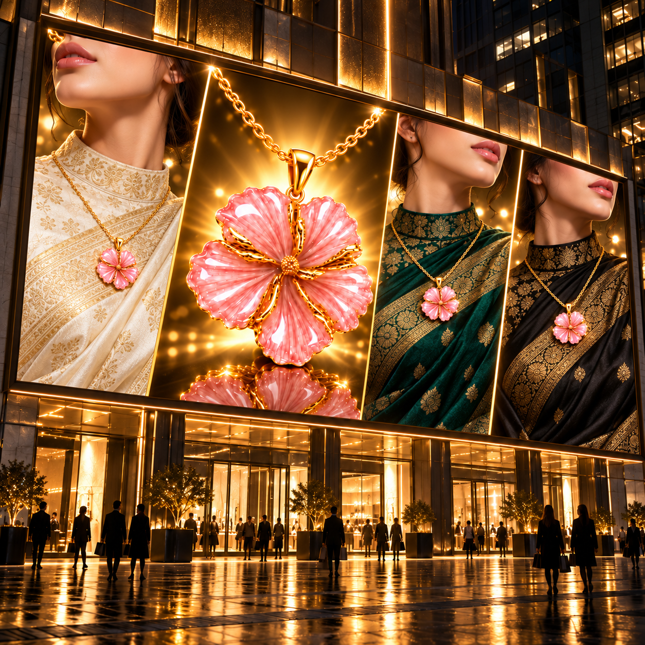 Gulabi Bloom – Pink Floral Statement Pendant Necklace - Top