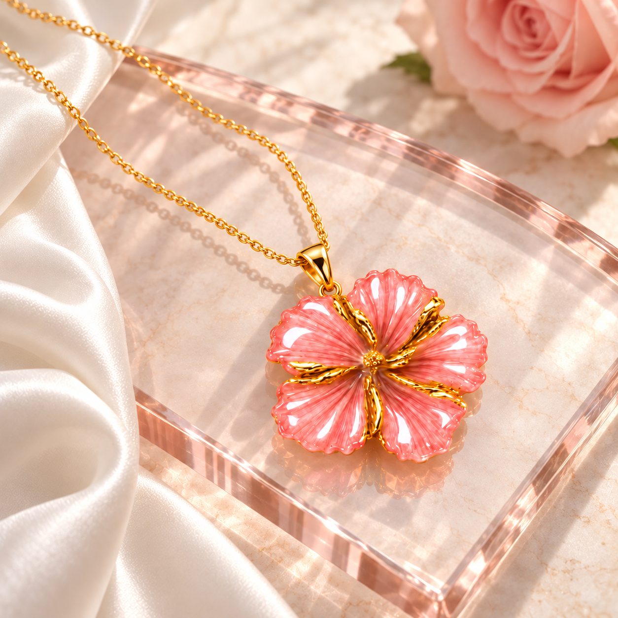 Gulabi Bloom – Pink Floral Statement Pendant Necklace - Top