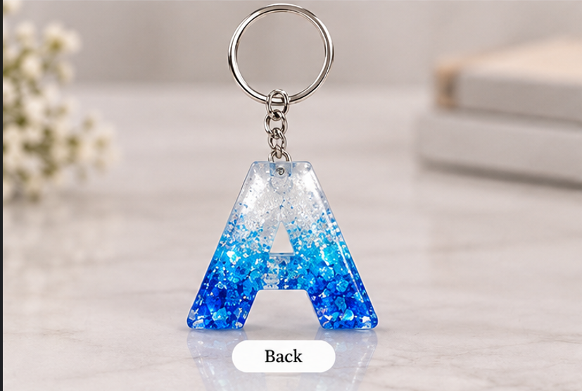Ocean Sparkle Personalised Resin Initial Keychain