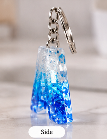 Ocean Sparkle Personalised Resin Initial Keychain