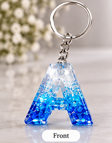 Ocean Sparkle Personalised Resin Initial Keychain