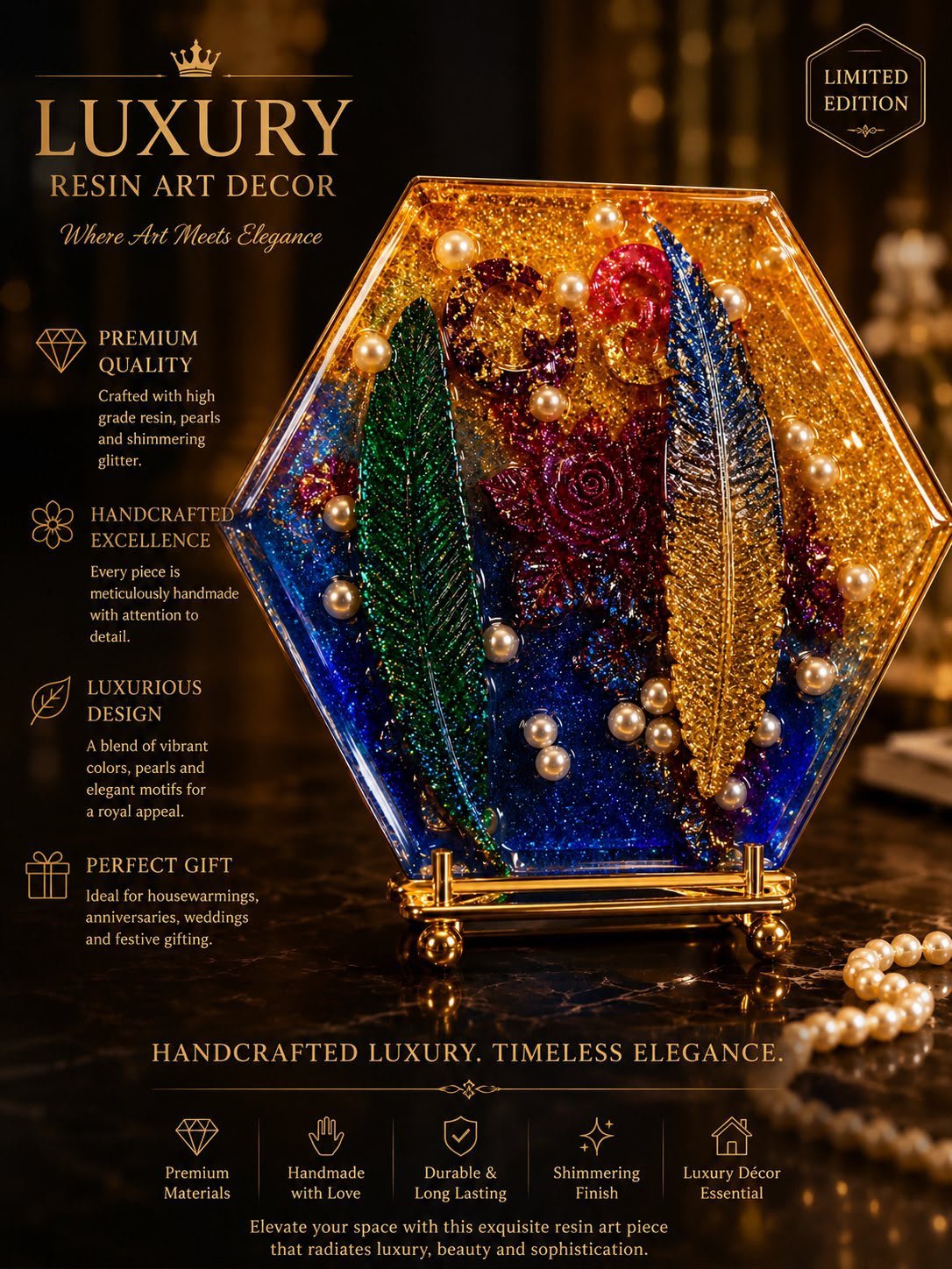 Royal Plume Luxury Resin Art Keepsake