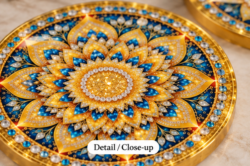 Royal Sapphire Mandala Resin Coaster Set