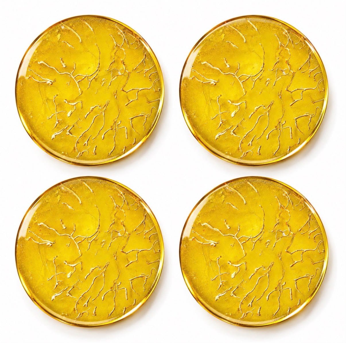 Sunlit Gold Marble Resin Coaster Set