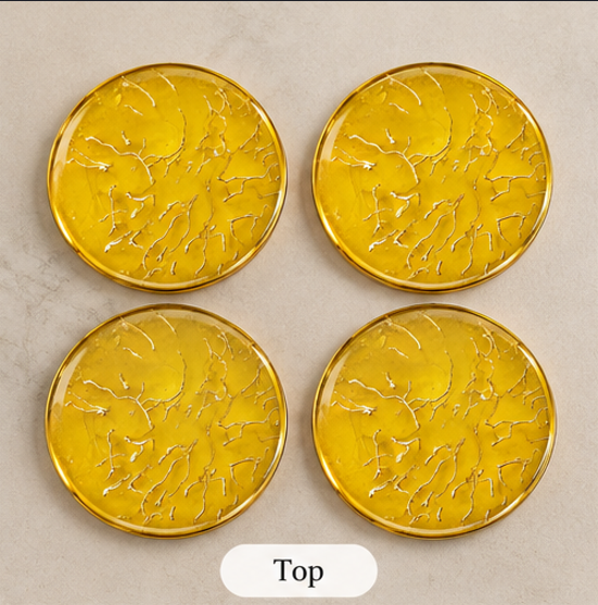 Sunlit Gold Marble Resin Coaster Set