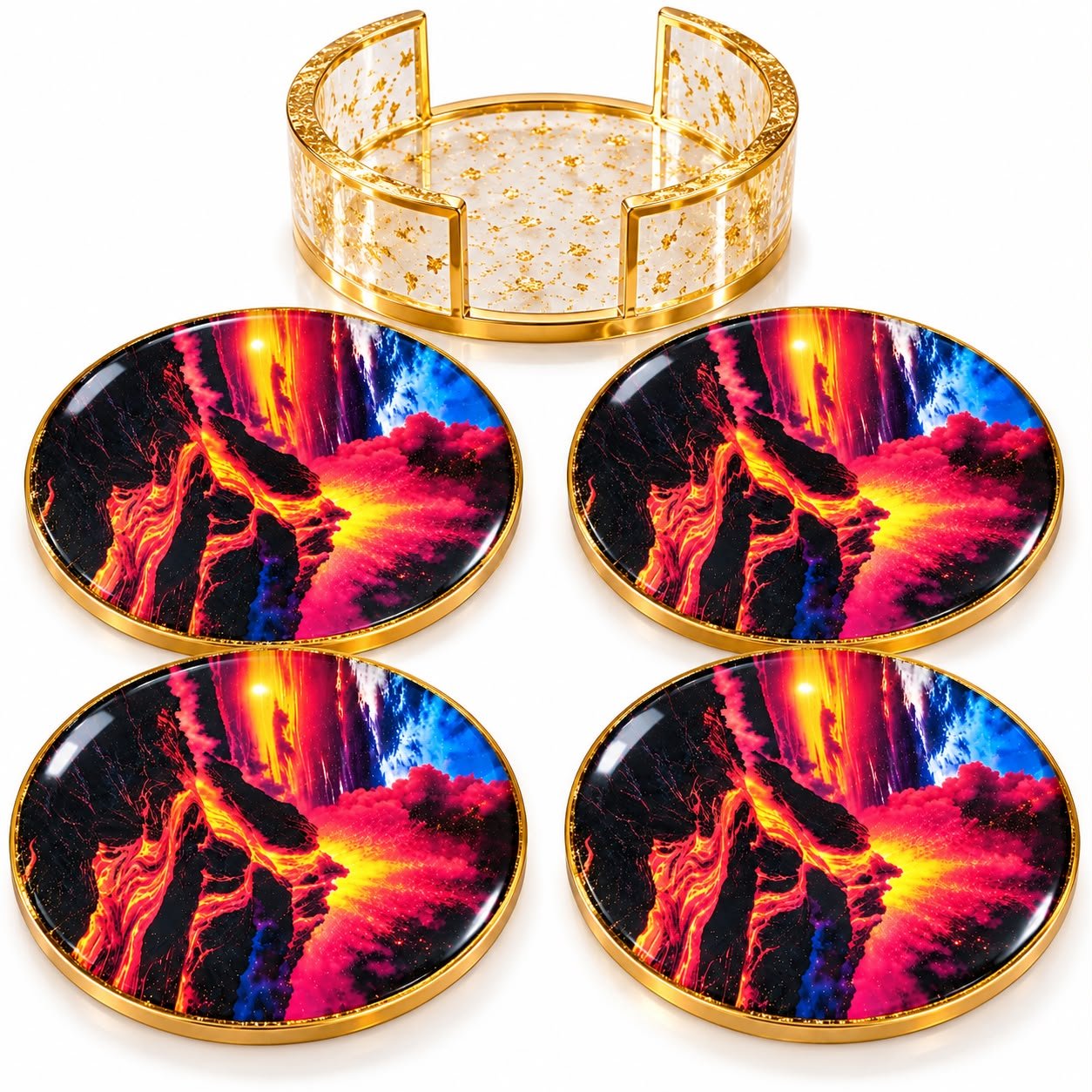 Volcanic Fire Resin Coaster Set