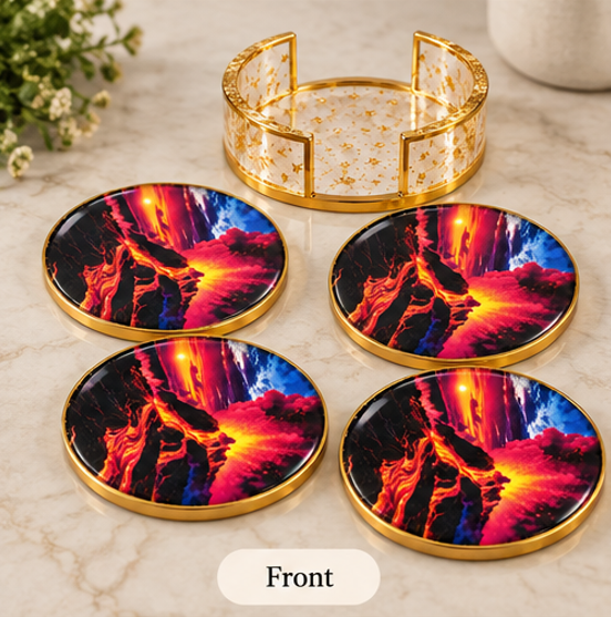 Volcanic Fire Resin Coaster Set