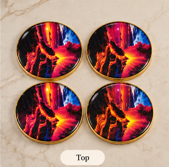 Volcanic Fire Resin Coaster Set