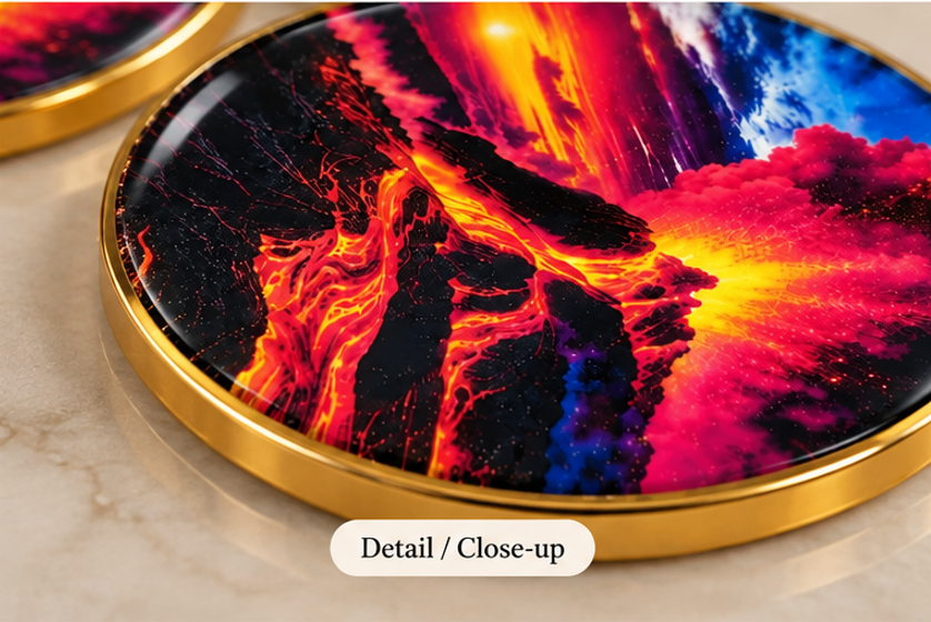 Volcanic Fire Resin Coaster Set